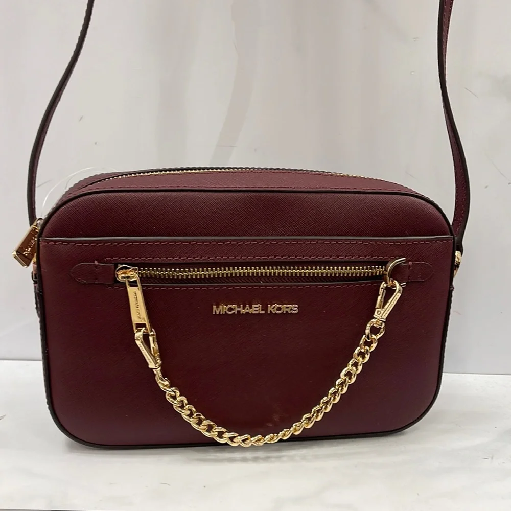 Michael Kors Jet Set Item Large East West Zip Chain Crossbody Bordeaux